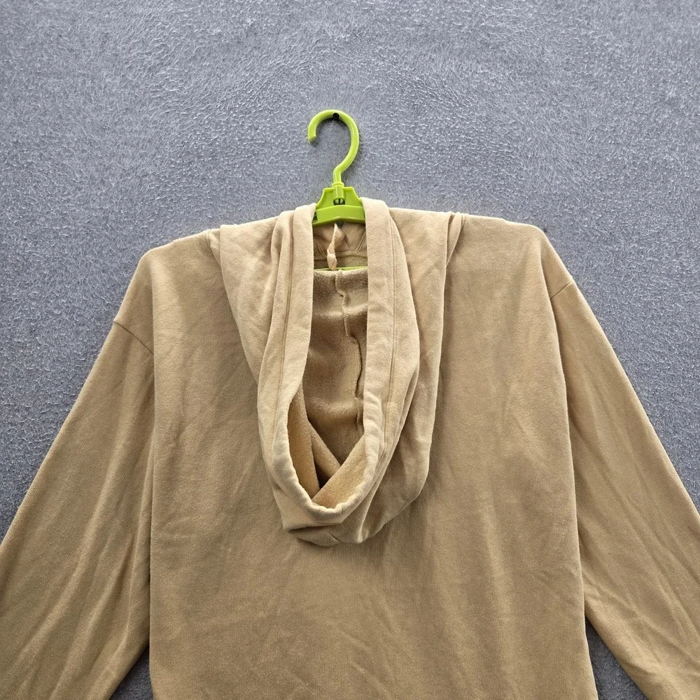 PINK‎ Victoria's Secret Women Hoodie M Tan PINK Text Activewear Logo Long Sleeve